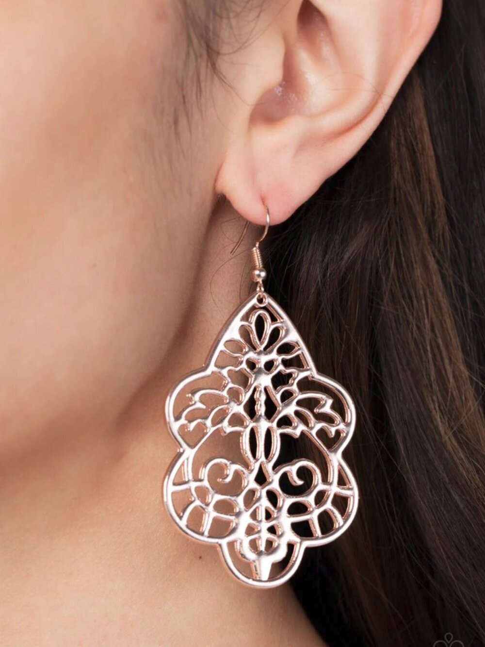 Paparazzi Jewelry Accessories - Festive Foliage - Rose Gold Earrings - Vintage